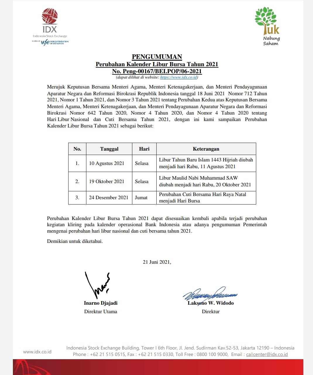 Update Kalender Bursa 2021 Tanggal 24 Desember Jadi Hari Bursa Market Bisnis Com