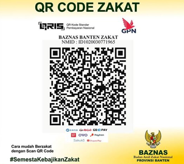 QRCode pembayaran zakat fitrah Baznas Banten