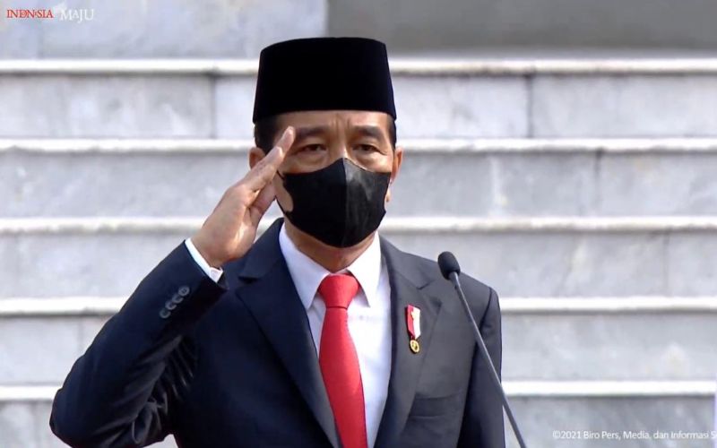 Presiden Joko Widodo (Jokowi) memimpin upacara peringatan HUT ke-76 TNI pada Selasa (5/10) di Istana Negara, Jakarta - Youtube Sekretariat Presiden