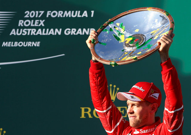 Sebastian Vettel juara F1 GP Australia 2017 di Melbourne pada Minggu (26/3/2017) - Reuters/Brandon Malone