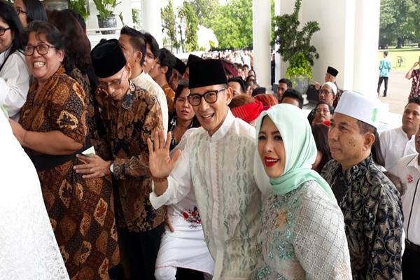 Wakil Gubernur DKI Jakarta Sandiaga Uno dan istri menghadiri halalbihalal di Istana Bogor.-JIBI - David Eka Issetiabudi