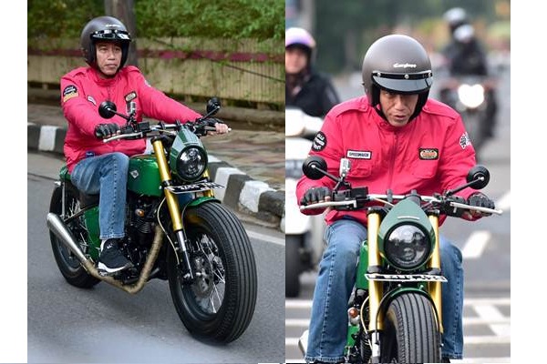 Presiden Jokowi  Pakai Motor  Custom Blusukan ke Pasar 