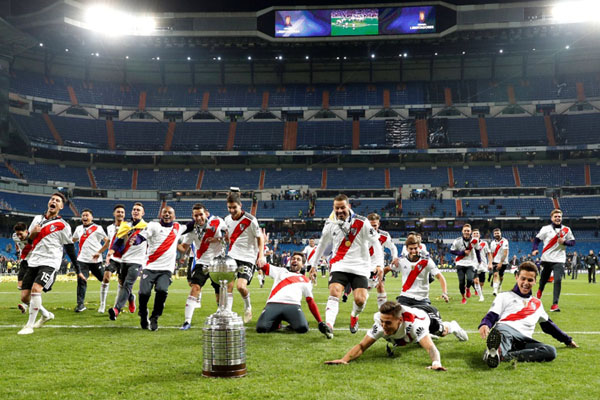 River Plate merayakan juara Copa Libertadores. - Reuters/Paul Hanna