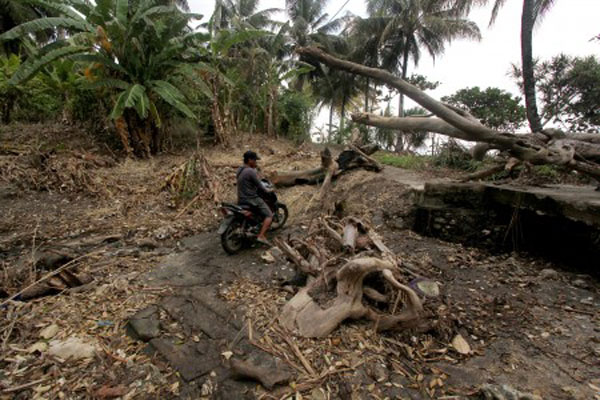 Wilayah di Pulau Sebesi, Lampung Selatan, Provinsi Lampung, yang diterjang tsunami pada 22 Desember 2018. - Antara/Adam Bariq