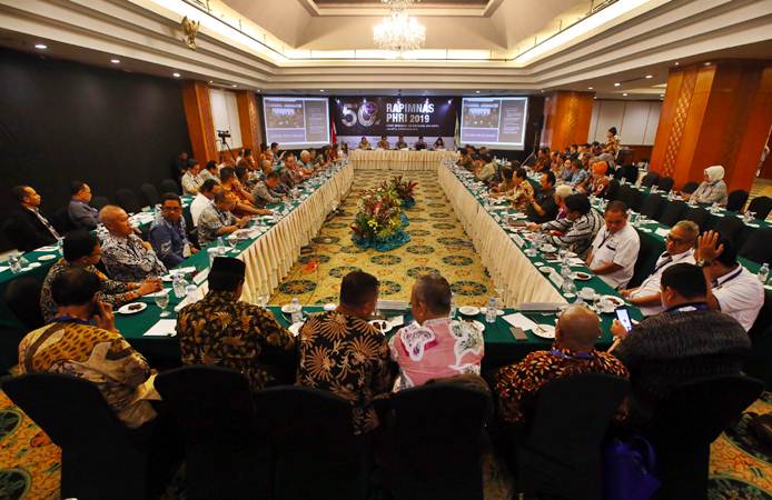 Suasana Rapat Pimpinan Nasional PHRI 2019 di Jakarta, Sabtu (9/2/2019). Acara yang digelar hingga Senin (11/2) tersebut sekaligus untuk memperingati 50 tahun PHRI. - Bisnis/Abdullah Azzam 