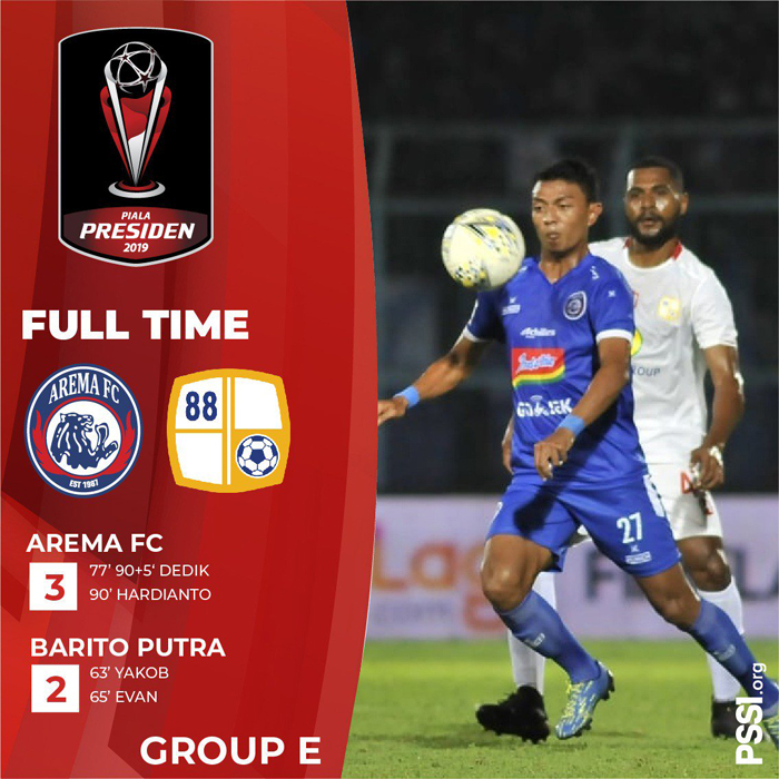 Piala Presiden: Arema vs Barito Putera, Arema Balikkan Skor 3-2