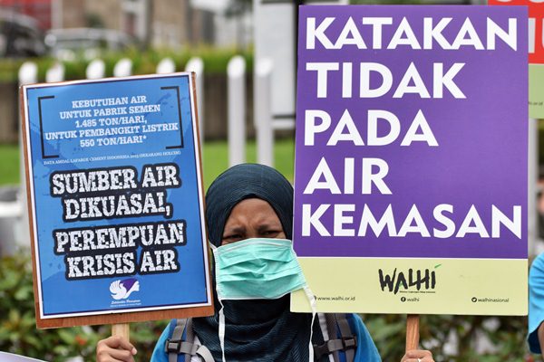 Ilustrasi: Demo memperingati hari Air Sedunia. - Antara/Atika Fauziyyah