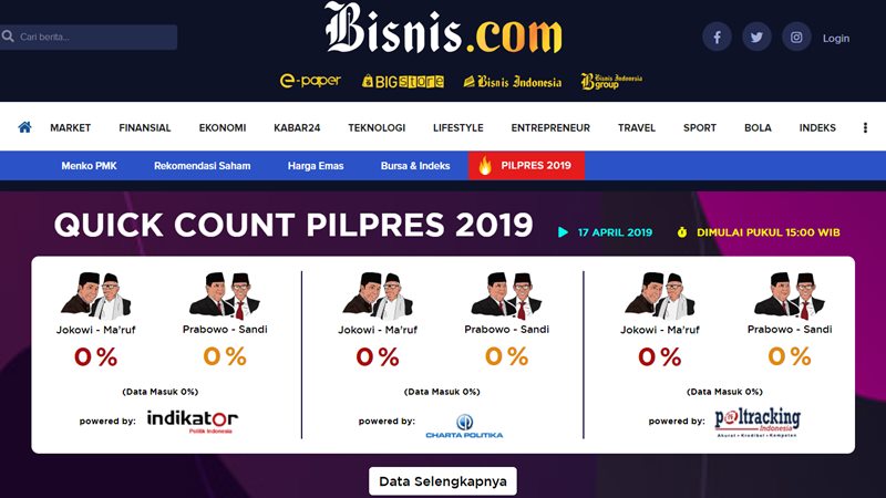 Lembaga Survei Siap Publikasikan Hasil Quick Count Pilpres 2019 Pukul 15 00 Wib Siapa Pemenangnya Kabar24 Bisnis Com