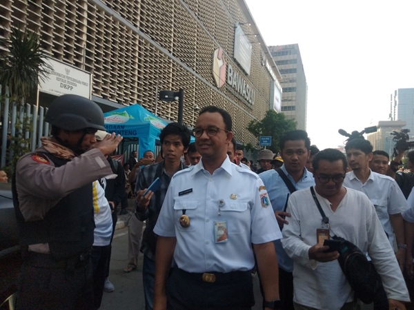 Gubernur DKI Jakarta Anies Baswedan di depan gedung Bawaslu, Rabu (22/5/2019)/JIBI - Bisnis/Lalu Rahadian
