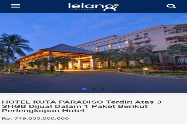 Pengumuman lelang Hotel Kuta Paradiso Bali
