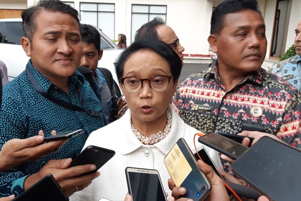 Menteri Luar Negeri Retno LP Marsudi di Kementerian Koordinator Politik Hukum dan Keamanan, Jumat (27/12/2019) - Bisnis/Jaffry Prabu Prakoso
