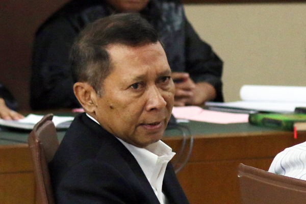Mantan Direktur Utama PT Pelindo II, RJ Lino saat bersaksi dalam persidangan di Pengadilan Tipikor, Jakarta, Rabu (22/3/2017). - Antara/Rivan Awal Lingga