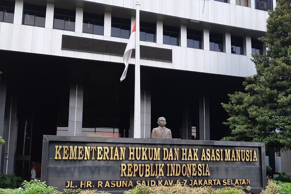 Gedung Kementerian Hukum dan Hak Asasi Manusia RI di Jakarta. -Bisnis.com - Samdysara Saragih