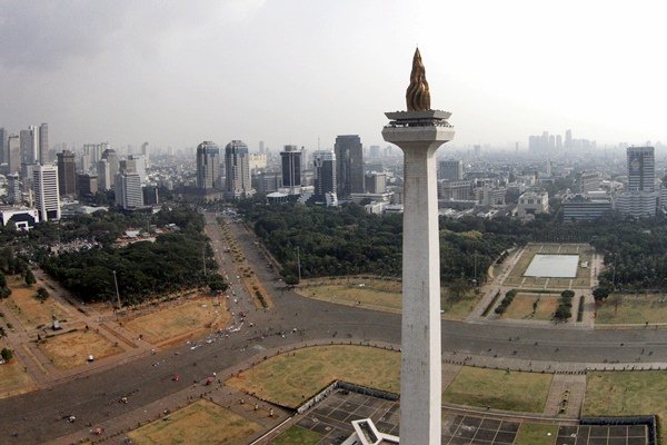 Foto aerial Monumen Nasional atau yang populer disebut dengan Monas atau Tugu Monas di Jakarta Pusat, Selasa (2/6/2015). - Antara/Andika Wahyu