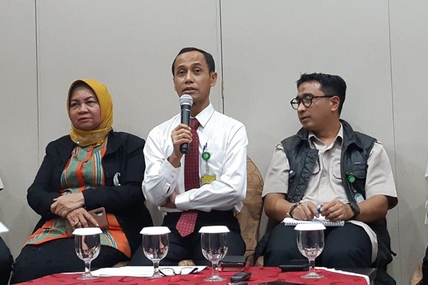 Dirjen Pencegahan dan Pengendalian Penyakit Kementerian Kesehatan Anung Sugihantono dalam konferensi pers di Jakarta, Senin (27/1/2020). JIBI-Bisnis - Dionisio Damara