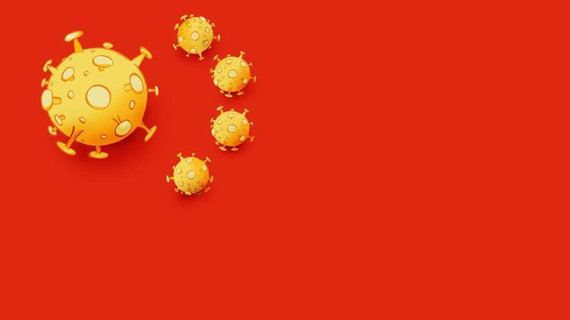 Kartun bendera China dengan logo diganti kartun virus corona yang dibuat kartunis Niels Bo Bojesen/jyllands - posten.dk