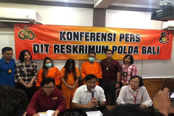 Konferensi pers Polda Bali terkait kasus perdagangan orang. - Ist