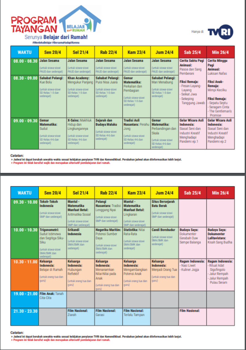 Simak Jadwal Tayang Program Belajar Dari Rumah Di Tvri Hari Ini Kabar24 Bisnis 