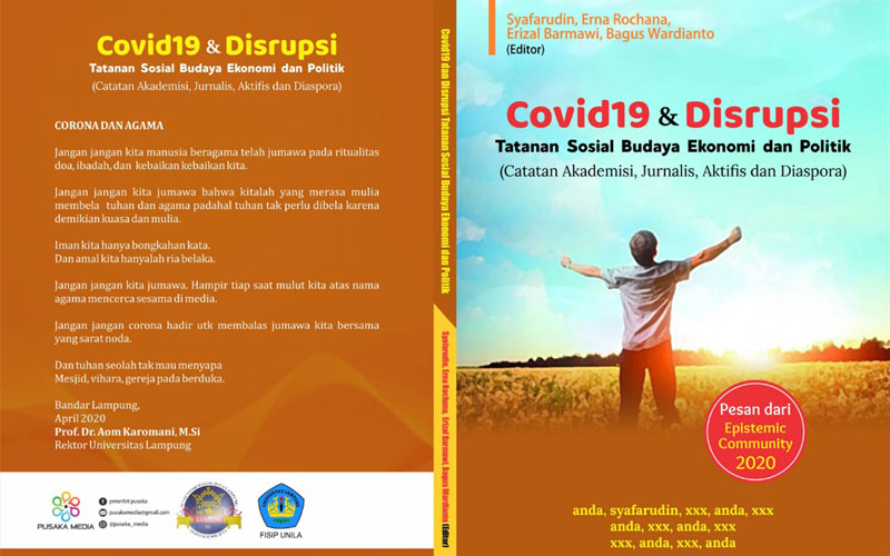 Rancangan cover buku Covid-19 & Disrupsi Tatanan Sosial Budaya Ekonomi dan Politik. - Istimewa