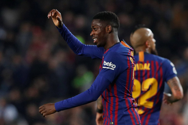 Penyerang FC Barcelona Ousmane Dembele - Reuters/Albert Gea