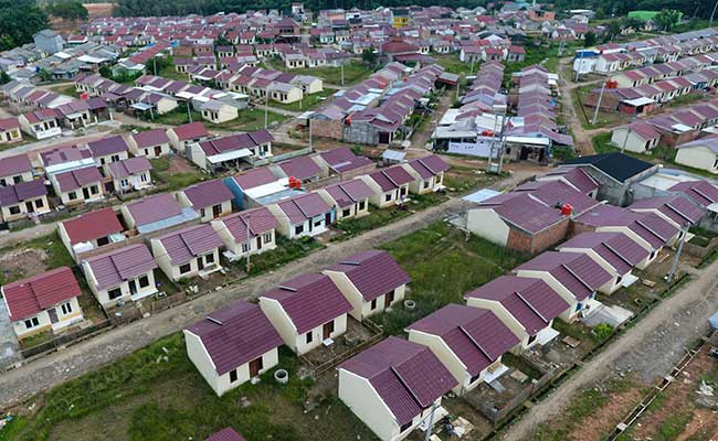 Foto aerial kompleks perumahan bersubsidi di Palembang, Sumatera Selatan, Jumat (31/1/2020). - Antara/Nova Wahyudi