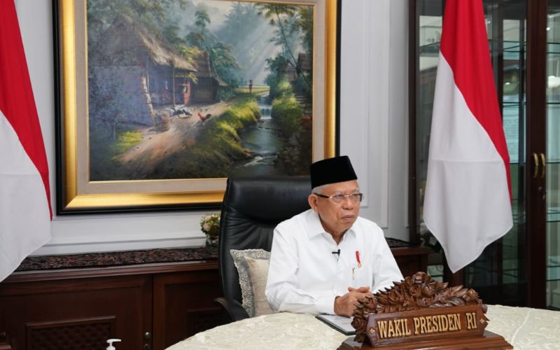 Wakil Presiden Ma'ruf Amin saat memberikan sambutan pembukaan acara Anugerah Syiar Ramadhan 2020 yang diselenggarakan Komisi Penyiaran Indonesia (KPI) dari kediaman dinasnya, Sabtu (11/7/2020) - Istimewa