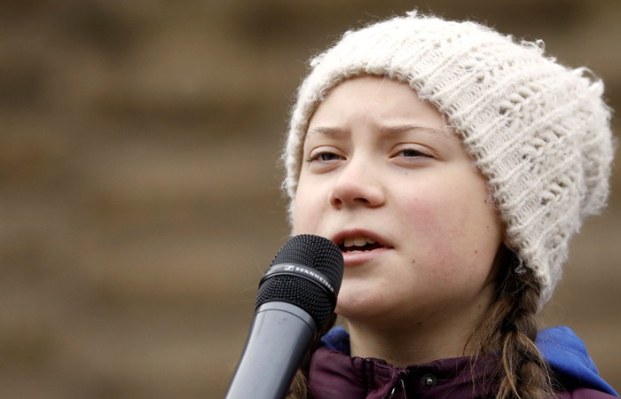 Greta Thunberg, remaja asal Swedia berusia 16 tahun diusulkan sebagai salah satu penerima penghargaan nobel perdamaian atas aksinya menyuarakan penanganan pemanasan global yang dinilai lamban./Reuters- - Morris Mac Matzen