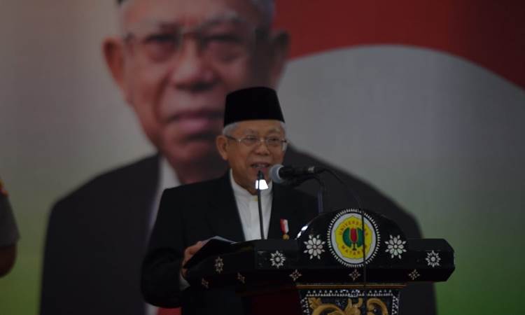 Wakil Presiden Ma'ruf Amin saat memberikan kuliah umum di Universitas Mataram, Nusa Tenggara Barat, Rabu (19/2/2020) - Istimewa