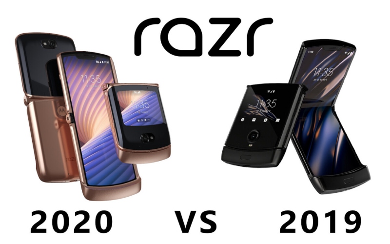 Perbandingan Razr keluaran tahun 2020 dan 2019. - www.phonearena.com