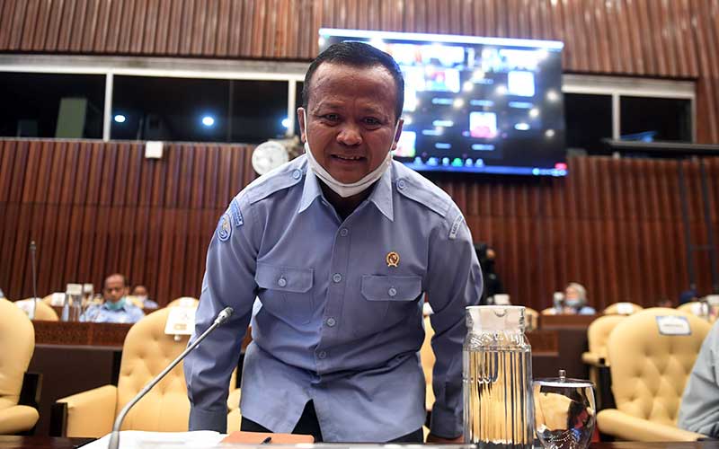 Menteri Kelautan dan Perikanan Edhy Prabowo bersiap mengikuti rapat kerja dengan Komisi IV DPR di Kompleks Parlemen, Senayan, Jakarta, Senin (6/7/2020). ANTARA FOTO - Akbar Nugroho Gumay