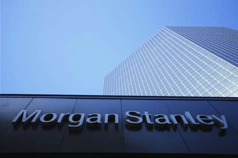 Logo perusahaan Morgan Stanley kantor di San Diego, California.  - Reuters