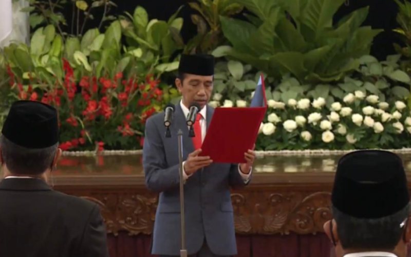 Presiden Joko Widodo melantik menteri baru Kabinet Indonesia Maju sisa jabatan periode 2019/2024 di Istana Negara, Rabu, 23 Desember 2020 / Youtube Setpres