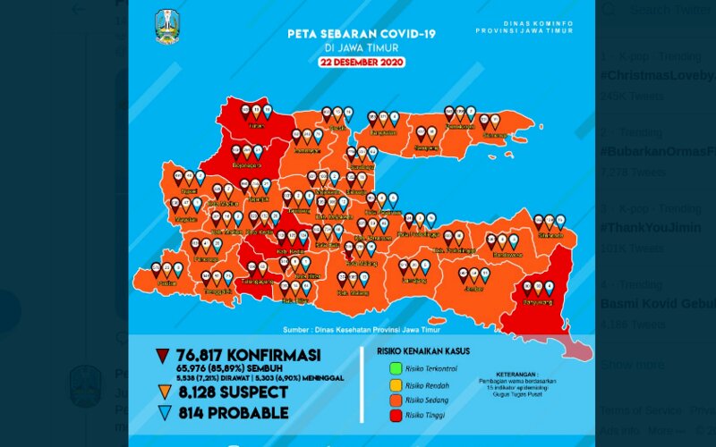 6 Zona Merah Covid 19 Jatim Ada Pergeseran Kasus Baru Terus Bertambah