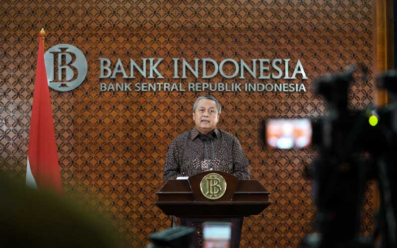 Gubernur Bank Indonesia Perry Warjiyo memberikan keterangan saat konfrensi pers melalui streaming di Jakarta, Selasa (31/3 - 3030). Dok. Bank Indonesia