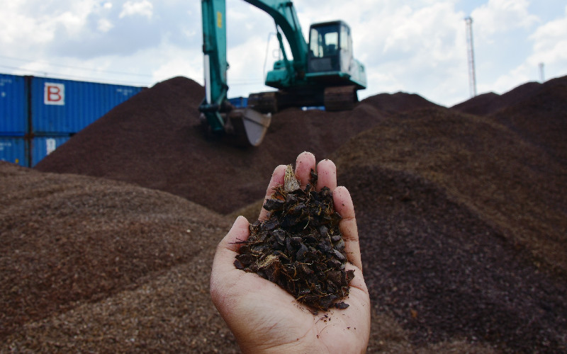 Cangkang sawit yang dianggap limbah kini menjadi salah satu komoditas ekspor.  - Antara.