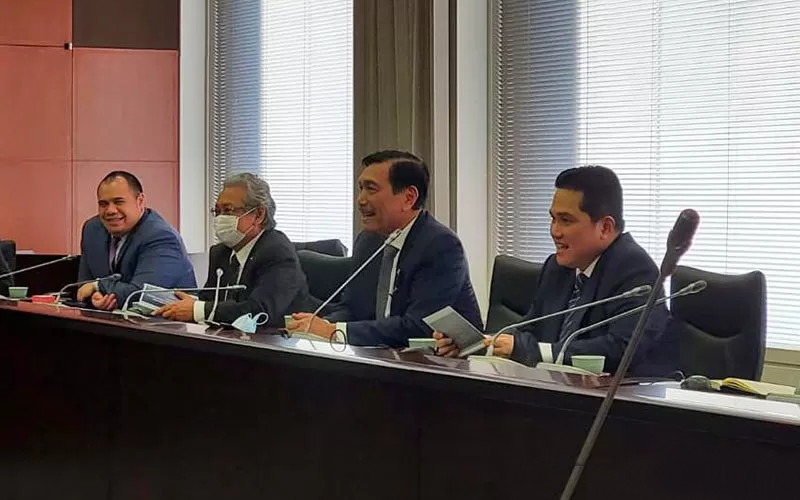 Sebelum ke UEA dan Arab Saudi, Menko Luhut dan Menteri BUMN Erick Thohir juga melakukan kunjungan kerja ke Tokyo, Jepang, untuk meminta dukungan bagi pembentukan SWF Indonesia.  - ANTAR