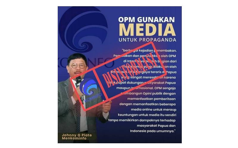 Infografis berisi pernyataanMenteri Komunikasi dan Informatika (Menkominfo) Johnny G. Plate ihwal organisasi Papua Merdeka atau OPM - Dok.Kemenkominfo
