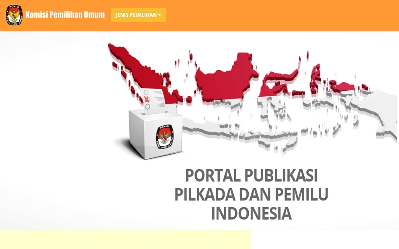 Akses situs KPU RI untuk mengecek penghitungan suara atau real count Pilkada Serentak 2020 di 270 wilayah di Indonesia  -  Sumber: KPU RI