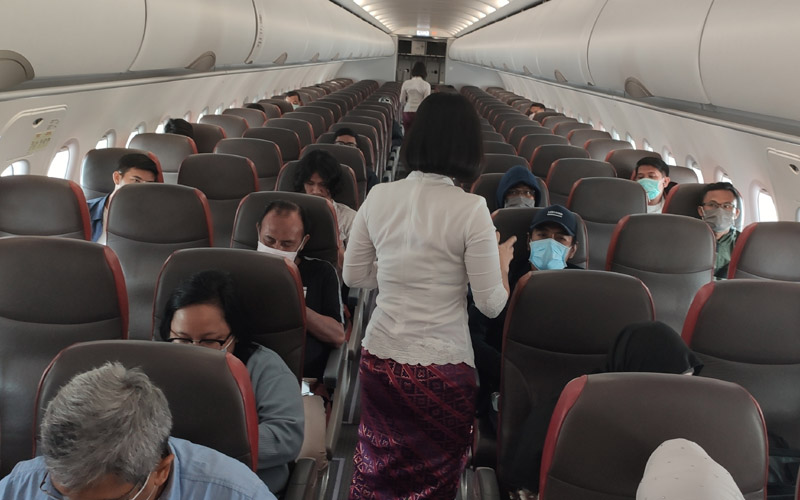 Implementasi physical distancing yang dilakukan Lion Air Group terhadap penumpang pesawat. - Dok. Istimewa