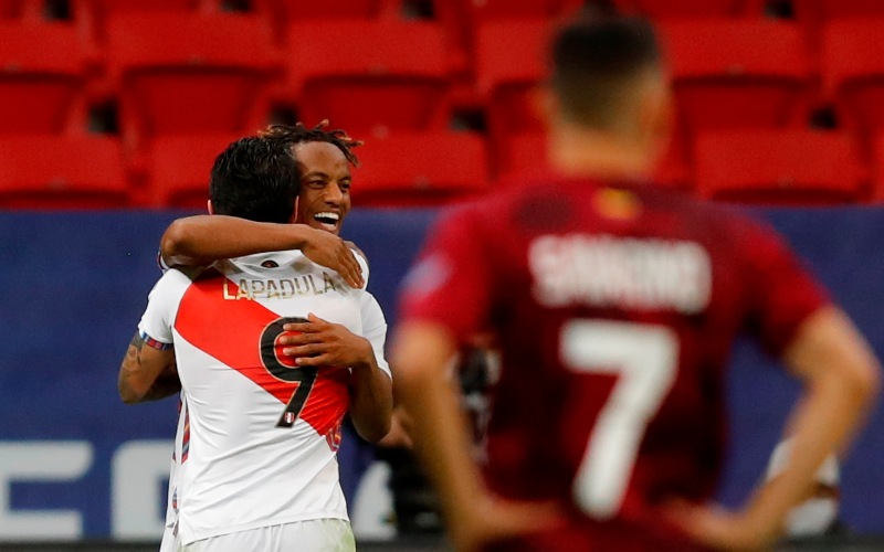 Pemain Peru merayakan gol ke gawang Venezuela dalam laga Grup B Copa America 2021 - Twitter/@CopaAmerica