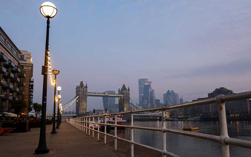 Suasana jalan Thames yang sepi di London, Inggris, Bloomberg - Simon Dawson