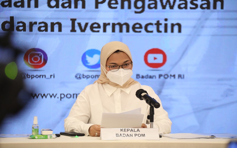Kepala BPOM Penny Lukito saat konferensi pers terkait penggunaan ivermectin - BPOM