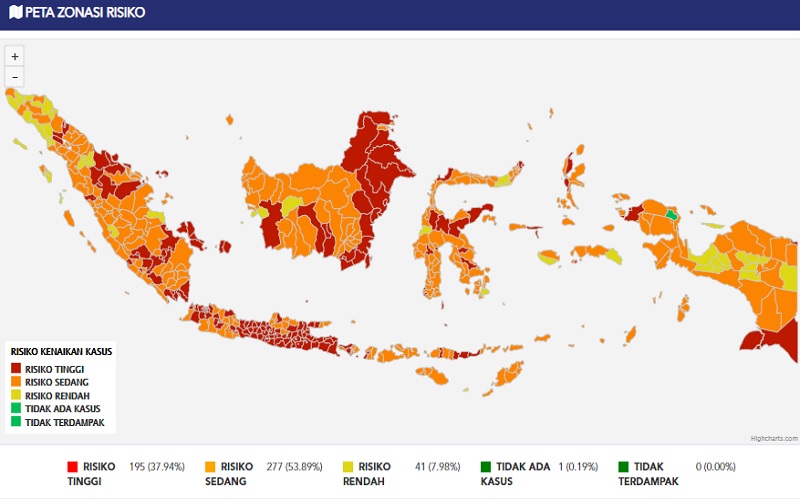 Peta zonasi kasus Covid-19 di Indonesia - covid19.go.id