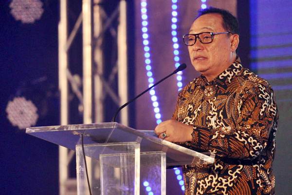 Direktur Utama PT Bank Tabungan Negara (Persero) Tbk Maryono menyampaikan sambutan saat peluncuran logo HUT ke-69 Bank BTN, di Jakarta, Jumat (4/1/2019). - Bisnis/Dedi Gunawan