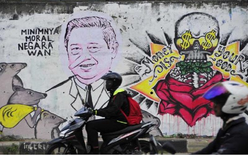 Mural menyerupai wajah Susilo Bambang Yudhoyono. - Istimewa
