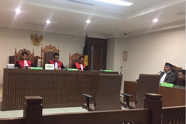 Suasana sidang pertama permohonan penundaan kewajiban pembayaran utang (PKPU) di Pengadilan Niaga Jakarta Pusat, Kamis (3/8/2017) -  Deliana Pradhita Sari