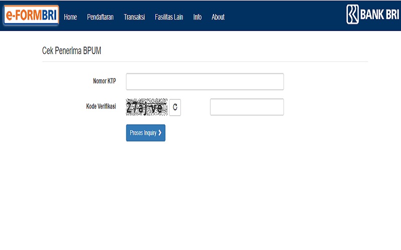 situs eform.bri.co.id/bpum untuk mengecek status pencairan BLT UMKM Rp1,2 juta via BRI - tangkapan layar eform.bri.co.id