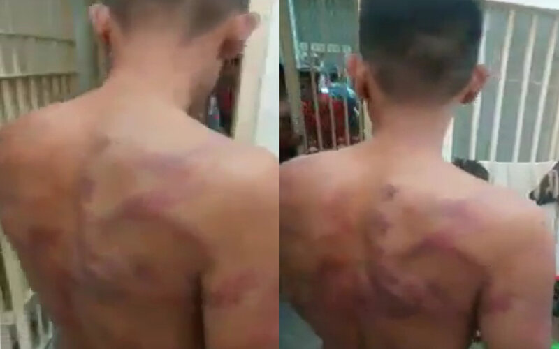 Tangkapan layar video viral narapidana dipukuli di Lapas Kelas I Medan. - Istimewa.