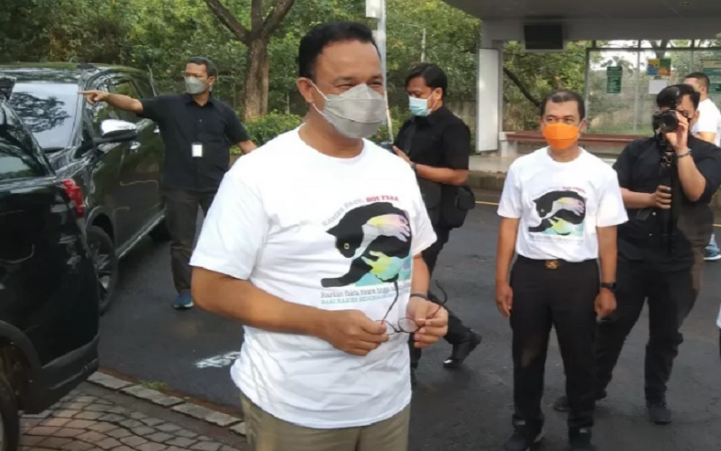 Gubernur DKI Jakarta Anies Baswedan ketika menghadiri peringatan Hari Rabies Sedunia di Ancol, Jakarta, Selasa (28/9/2021) - Antara
