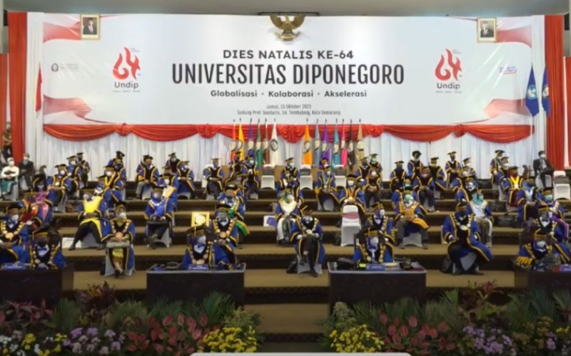 Suasana Perayaan Dies Natalis ke-64 Universitas Diponegoro, Jumat (15/10/2021). Acara dilaksanakan secara daring dan luring akibat pandemi Covid-19. - Humas Undip